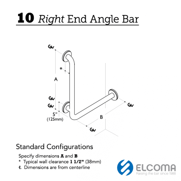 10 Right End Angle Grab Bar