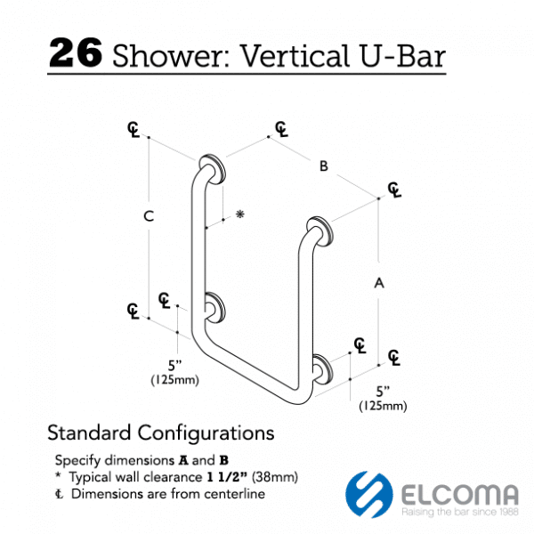 26 Shower Vertical U-Bar