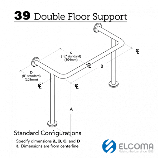 39 Double Floor Support Grab Bar