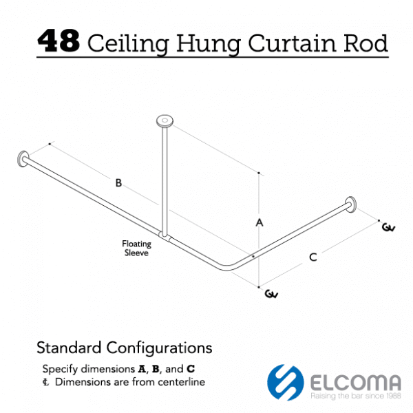 48 Ceilling Hung Curtain Rod
