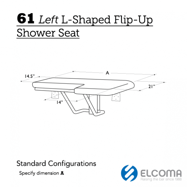 61 Flip Up Left L-Shaped Shower Seat
